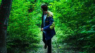 Man in forest